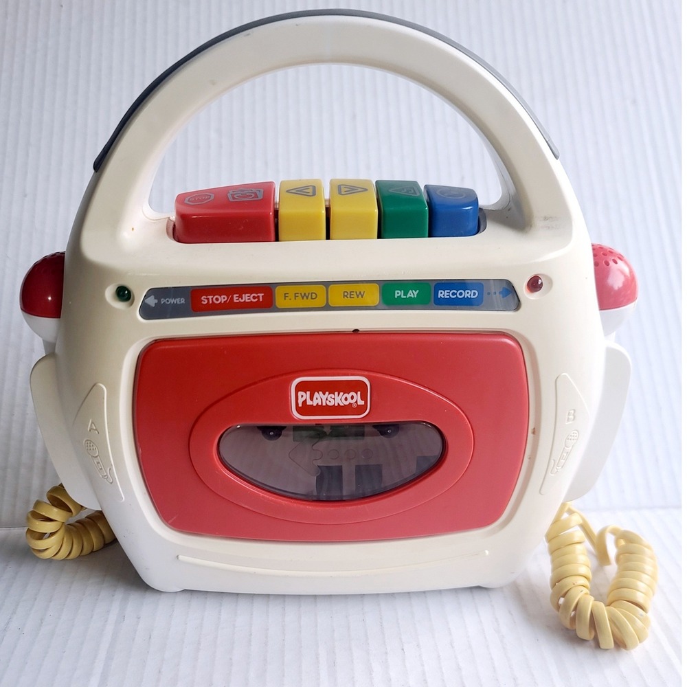 Playskool PS-455 Vintage 1993 Kids Cassette Tape Recorder Dual Microphones VIDEO